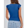 imagePRETTYGARDEN Womens V Neck Summer Tops Ruffle Sleeveless Slim Fit T Shirts Going Out Casual Blouses 2026Blue
