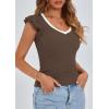 imagePRETTYGARDEN Womens V Neck Summer Tops Ruffle Sleeveless Slim Fit T Shirts Going Out Casual Blouses 2026Coffee