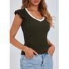 imagePRETTYGARDEN Womens V Neck Summer Tops Ruffle Sleeveless Slim Fit T Shirts Going Out Casual Blouses 2026Dark Army Green