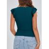 imagePRETTYGARDEN Womens V Neck Summer Tops Ruffle Sleeveless Slim Fit T Shirts Going Out Casual Blouses 2026Dark Blue