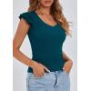 imagePRETTYGARDEN Womens V Neck Summer Tops Ruffle Sleeveless Slim Fit T Shirts Going Out Casual Blouses 2026Dark Blue