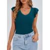 imagePRETTYGARDEN Womens V Neck Summer Tops Ruffle Sleeveless Slim Fit T Shirts Going Out Casual Blouses 2026Dark Blue
