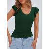 imagePRETTYGARDEN Womens V Neck Summer Tops Ruffle Sleeveless Slim Fit T Shirts Going Out Casual Blouses 2026Dark Green