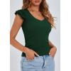imagePRETTYGARDEN Womens V Neck Summer Tops Ruffle Sleeveless Slim Fit T Shirts Going Out Casual Blouses 2026Dark Green