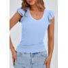 imagePRETTYGARDEN Womens V Neck Summer Tops Ruffle Sleeveless Slim Fit T Shirts Going Out Casual Blouses 2026Light Blue