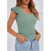 imagePRETTYGARDEN Womens V Neck Summer Tops Ruffle Sleeveless Slim Fit T Shirts Going Out Casual Blouses 2026Light Green