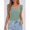 imagePRETTYGARDEN Womens V Neck Summer Tops Ruffle Sleeveless Slim Fit T Shirts Going Out Casual Blouses 2026Light Green