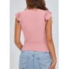 imagePRETTYGARDEN Womens V Neck Summer Tops Ruffle Sleeveless Slim Fit T Shirts Going Out Casual Blouses 2026Pink