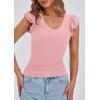 imagePRETTYGARDEN Womens V Neck Summer Tops Ruffle Sleeveless Slim Fit T Shirts Going Out Casual Blouses 2026Pink