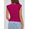 imagePRETTYGARDEN Womens V Neck Summer Tops Ruffle Sleeveless Slim Fit T Shirts Going Out Casual Blouses 2026Rose Red