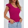 imagePRETTYGARDEN Womens V Neck Summer Tops Ruffle Sleeveless Slim Fit T Shirts Going Out Casual Blouses 2026Rose Red