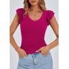 imagePRETTYGARDEN Womens V Neck Summer Tops Ruffle Sleeveless Slim Fit T Shirts Going Out Casual Blouses 2026Rose Red