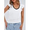 imagePRETTYGARDEN Womens V Neck Summer Tops Ruffle Sleeveless Slim Fit T Shirts Going Out Casual Blouses 2026White