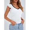 imagePRETTYGARDEN Womens V Neck Summer Tops Ruffle Sleeveless Slim Fit T Shirts Going Out Casual Blouses 2026White