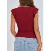 imagePRETTYGARDEN Womens V Neck Summer Tops Ruffle Sleeveless Slim Fit T Shirts Going Out Casual Blouses 2026Wine Red