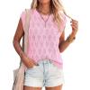 imagePRETTYGARDEN Crochet Tops for Women 2026 Summer Sweater Vest Knit Cap Sleeve Hollow Out Tank Coverup Spring Fashion ClothingLight Pink