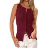 imagePRETTYGARDEN Sleeveless Button Down Shirts for Women Summer 2026 Going Out Ribbed Knit Tank Tops Y2K Clothes Trendy Vest TopsWine Red