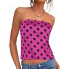 imagePRETTYGARDEN Strapless Tube Tops for Women 2026 Summer Sleeveless Backless Polka Dot Going Out Top Bandeau Cute Y2k ShirtDot Rose Red Black