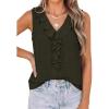 imagePRETTYGARDEN Tank Tops for Women 2026 Summer Fashion Sleeveless Ruffle Button Swiss Dot Dressy Casual Blouses Work ShirtsArmy Green