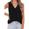 imagePRETTYGARDEN Tank Tops for Women 2026 Summer Fashion Sleeveless Ruffle Button Swiss Dot Dressy Casual Blouses Work ShirtsBlack