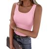 imagePRETTYGARDEN Tank Tops for Women 2026 Summer Sleeveless Scoop Neck Ribbed Tops Cute Spring Casual Fitted Basic Cami ShirtsPink