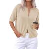 imagePRETTYGARDEN Women Spring Short Sleeve Cardigan Sweaters Button Down Knit Shirt Blouse Dressy Casual Tops 2026 Summer OutfitsLight Khaki
