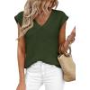 imagePRETTYGARDEN Womens 2026 Lightweight Sweaters Vest Spring Trendy Cap Sleeve V Neck Knit Tank Tops Summer Going Out OutfitsArmy Green