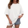 imagePRETTYGARDEN Womens 2026 Spring Going Out Tops Casual Short Sleeve Crewneck Loose Fit Basic Oversized T Shirts Summer OutfitsWhite
