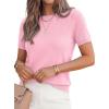 imagePRETTYGARDEN Womens Short Sleeve Sweaters 2026 Spring Crew Neck Knit Work Shirts Business Casual Tops Summer Fashion ClothesPink