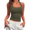 imagePRETTYGARDEN Womens Summer Halter Tank Tops 2026 Y2K Sleeveless Slim Fitted Backless Shirts Going Out Spring Workout ClothesArmy Green