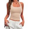 imagePRETTYGARDEN Womens Summer Halter Tank Tops 2026 Y2K Sleeveless Slim Fitted Backless Shirts Going Out Spring Workout ClothesBeige