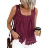 imagePRETTYGARDEN Womens Tank Tops 2026 Summer Button Down Shirts Embroidered Eyelet Dressy Casual Blouses Beach Vacation ClothesBurgundy