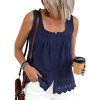 imagePRETTYGARDEN Womens Tank Tops 2026 Summer Button Down Shirts Embroidered Eyelet Dressy Casual Blouses Beach Vacation ClothesNavy Blue
