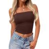 imagePRETTYGARDEN Womens Tube Top 2026 Summer Going Out Tops Strapless Y2K Bandeau Spring Fitted Shirts Beach Vacation ClothesBrown