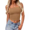 imagePRETTYGARDEN Womens Tube Top 2026 Summer Going Out Tops Strapless Y2K Bandeau Spring Fitted Shirts Beach Vacation ClothesCamel