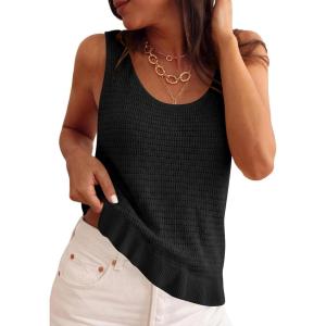 imagePRETTYGARDEN Crochet Tops for Women 2026 Resort Wear Summer Boho Sleeveless Sweater Tank Tops Beach Vacation Spring ClothesBlack