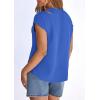 imagePRETTYGARDEN Blouses for Women Dressy Casual Spring 2026 Cap Sleeve V Neck Lace Trim Boho Tops Work Shirts Summer ClothesBlue