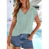 imagePRETTYGARDEN Blouses for Women Dressy Casual Spring 2026 Cap Sleeve V Neck Lace Trim Boho Tops Work Shirts Summer ClothesLight Green