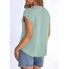 imagePRETTYGARDEN Blouses for Women Dressy Casual Spring 2026 Cap Sleeve V Neck Lace Trim Boho Tops Work Shirts Summer ClothesLight Green