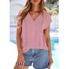 imagePRETTYGARDEN Blouses for Women Dressy Casual Spring 2026 Cap Sleeve V Neck Lace Trim Boho Tops Work Shirts Summer ClothesPink