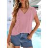 imagePRETTYGARDEN Blouses for Women Dressy Casual Spring 2026 Cap Sleeve V Neck Lace Trim Boho Tops Work Shirts Summer ClothesPink