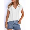 imagePRETTYGARDEN Blouses for Women Dressy Casual Spring 2026 Cap Sleeve V Neck Lace Trim Boho Tops Work Shirts Summer ClothesWhite