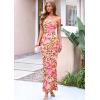imagePRETTYGARDEN Bodycon Long Dresses for Women 2026 Strapless Tube Summer Floral Maxi Dress Sleeveless Back Slit Beach OutfitsFloral Apricot Leopard
