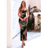 imagePRETTYGARDEN Bodycon Long Dresses for Women 2026 Strapless Tube Summer Floral Maxi Dress Sleeveless Back Slit Beach OutfitsFloral Black Red