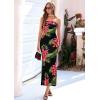 imagePRETTYGARDEN Bodycon Long Dresses for Women 2026 Strapless Tube Summer Floral Maxi Dress Sleeveless Back Slit Beach OutfitsFloral Black Red