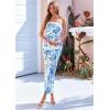 imagePRETTYGARDEN Bodycon Long Dresses for Women 2026 Strapless Tube Summer Floral Maxi Dress Sleeveless Back Slit Beach OutfitsFloral White Blue