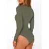 imagePRETTYGARDEN Bodysuits for Women 2026 Spring Long Sleeve Shirts Fitted Basic Ribbed Layering Tops Fall Fashion Winter ClothesArmy Green