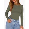 imagePRETTYGARDEN Bodysuits for Women 2026 Spring Long Sleeve Shirts Fitted Basic Ribbed Layering Tops Fall Fashion Winter ClothesArmy Green