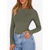 imagePRETTYGARDEN Bodysuits for Women 2026 Spring Long Sleeve Shirts Fitted Basic Ribbed Layering Tops Fall Fashion Winter ClothesArmy Green