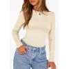 imagePRETTYGARDEN Bodysuits for Women 2026 Spring Long Sleeve Shirts Fitted Basic Ribbed Layering Tops Fall Fashion Winter ClothesBeige